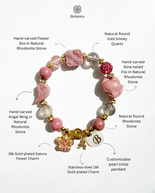 Rouge Sakura Éternelle Charm Gemstone Bracelet