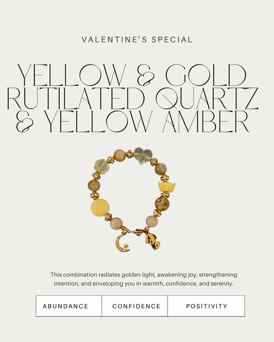 Valentine’s Special: Gold Rutilated Quartz & Yellow Amber