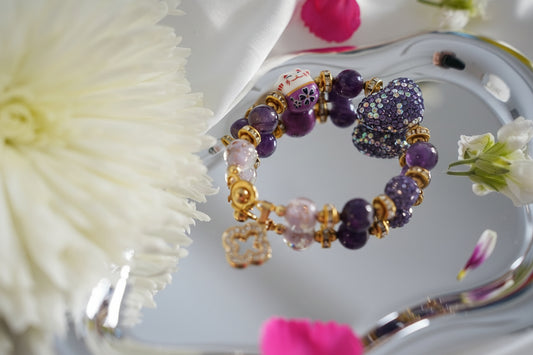 Maneki-neko Heart Amethyst Bracelet