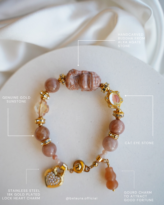 Lumina Sunstone Buddha Charm Gemstone Bracelet