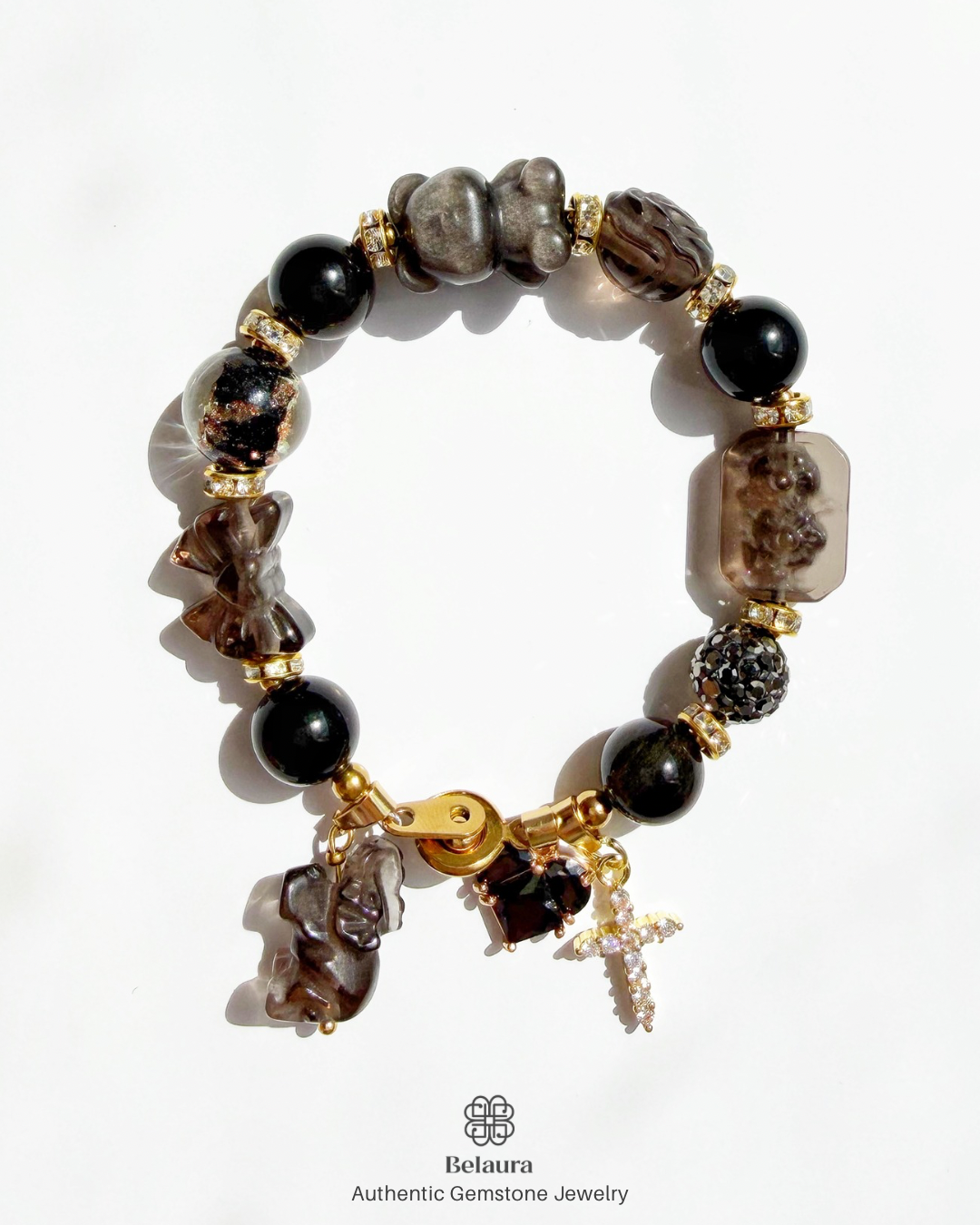 Noir Élan Charm Gemstone Bracelet
