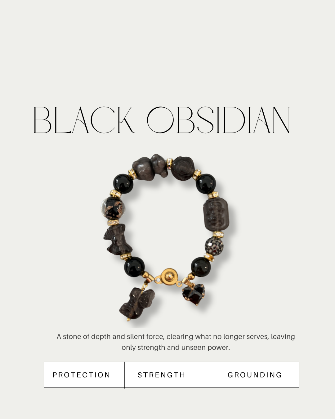 Noir Élan Charm Gemstone Bracelet