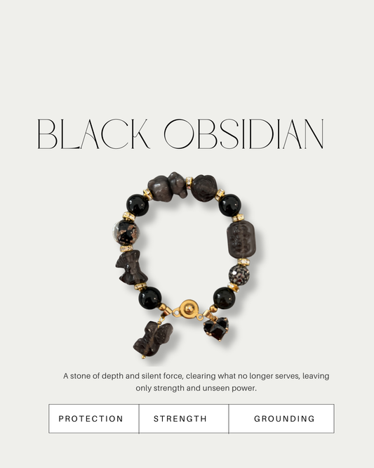 Noir Élan Charm Gemstone Bracelet