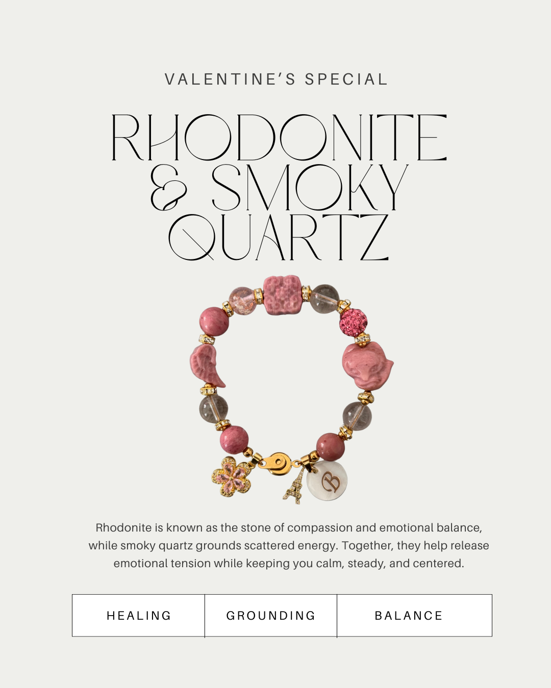 Valentine's Special: Rhodonite & Smoky Quartz
