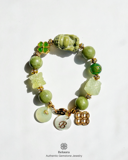 Zen Prosperity Jade Charm Gemstone Bracelet