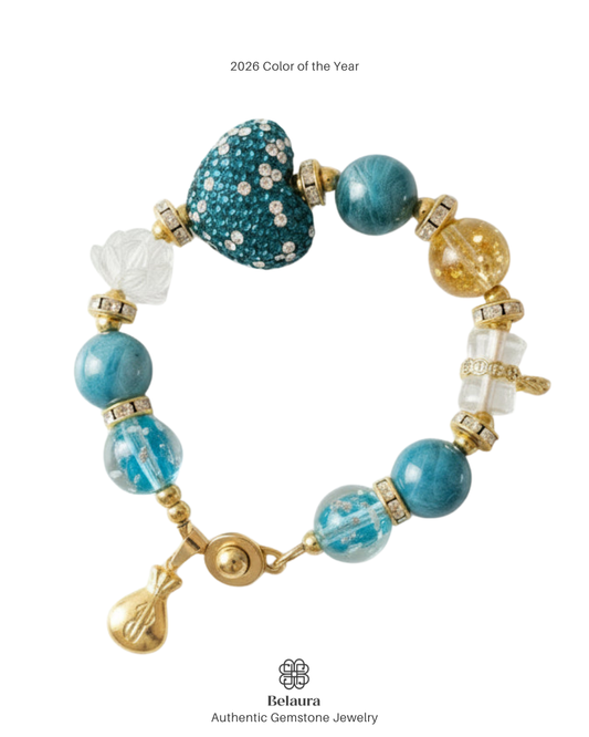 2026 Color of the Year: Transformative Teal Charm Gemstone Bracelet