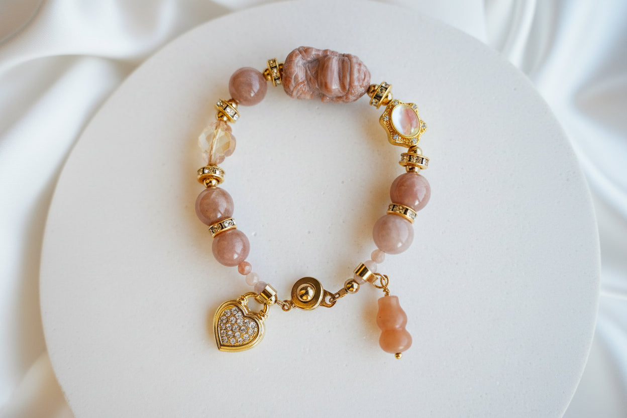 Lumina Sunstone Buddha Charm Gemstone Bracelet