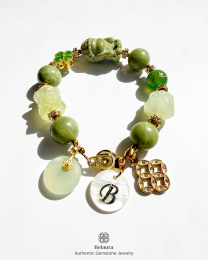 Zen Prosperity Jade Charm Gemstone Bracelet