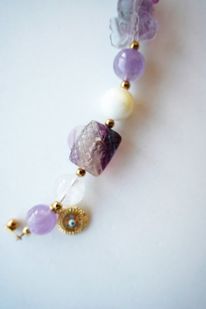 Fluorite Guardian Elephant Charm Gemstone Bracelet