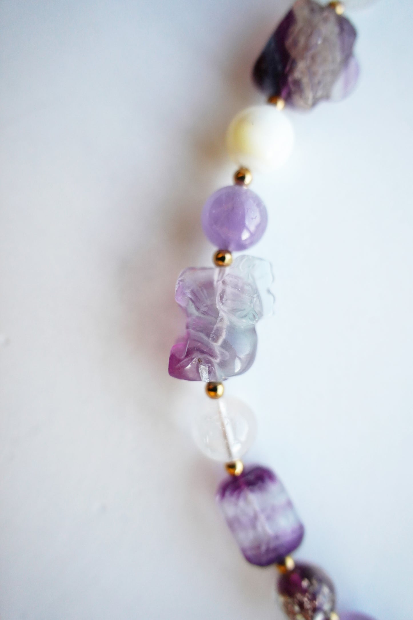 Fluorite Guardian Elephant Charm Gemstone Bracelet