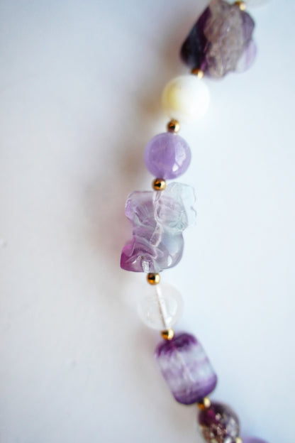 Fluorite Guardian Elephant Charm Gemstone Bracelet