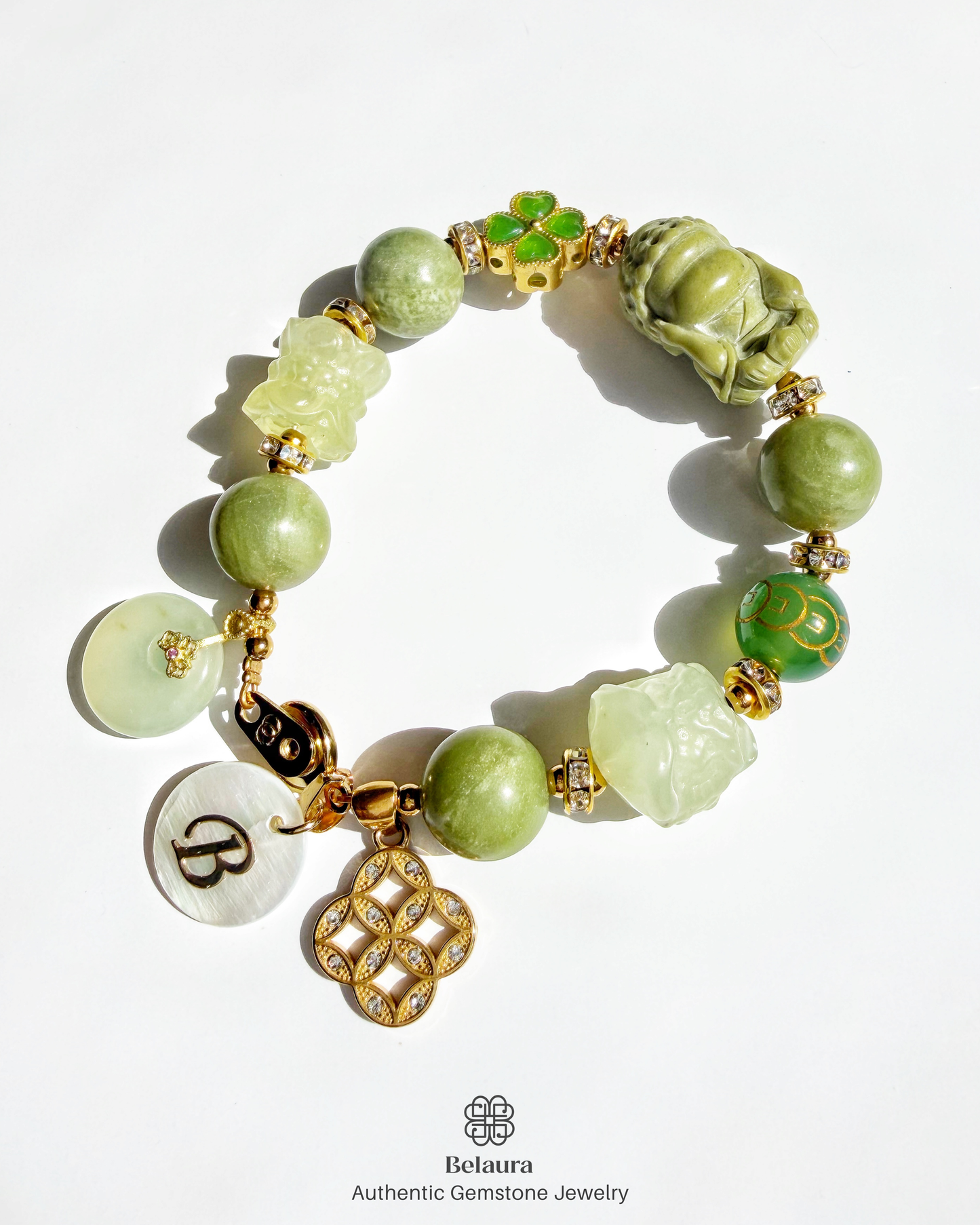 Zen Prosperity Jade Charm Gemstone Bracelet