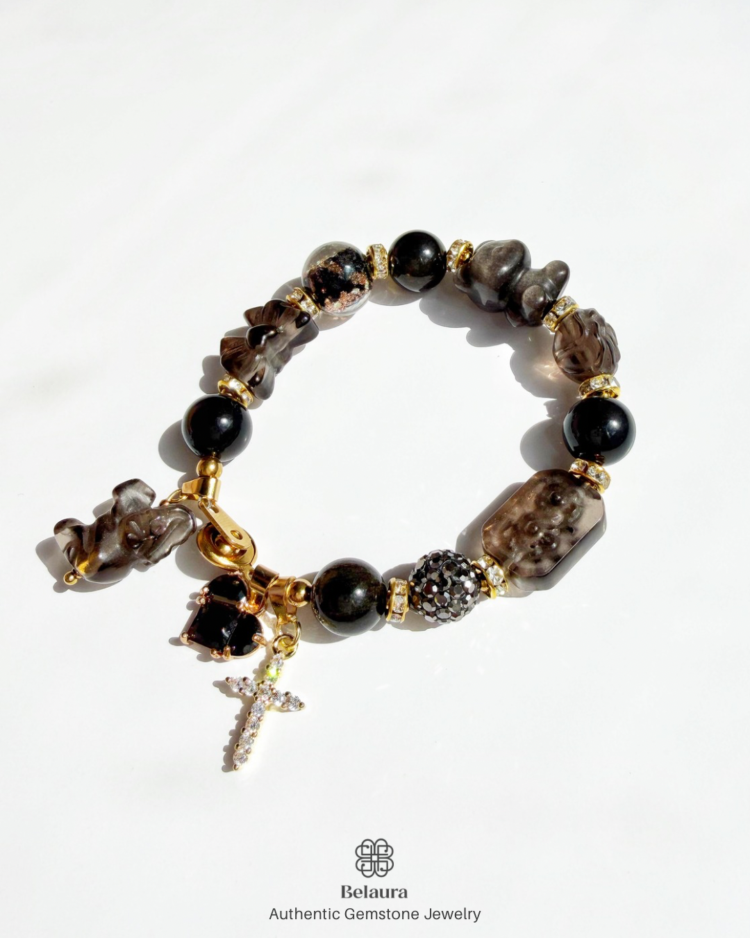 Noir Élan Charm Gemstone Bracelet