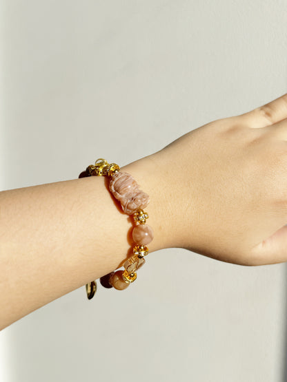 Lumina Sunstone Buddha Charm Gemstone Bracelet