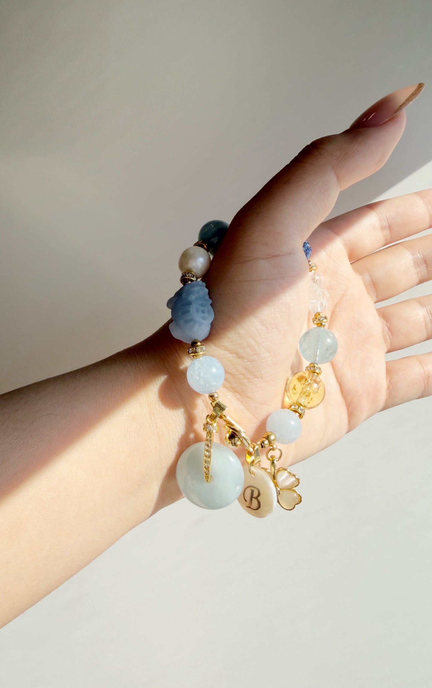 Serene Aquamarine Charm Gemstone Bracelet