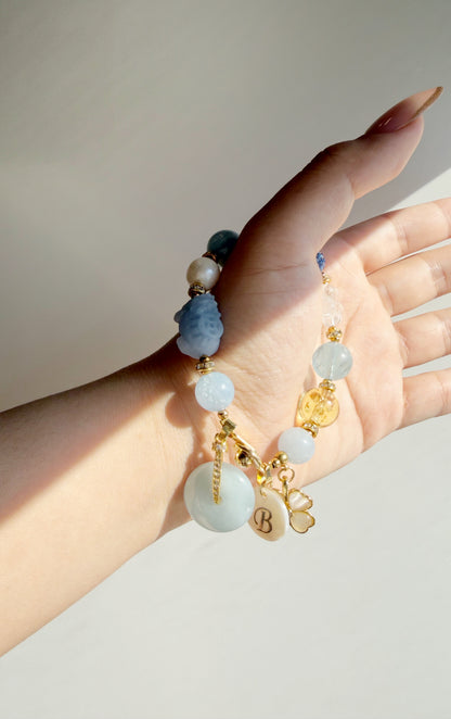 Serene Aquamarine Charm Gemstone Bracelet