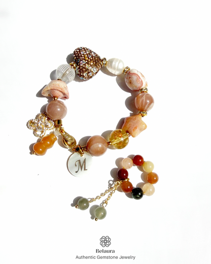 Celestial Bear Moonstone Charm Gemstone Bracelet