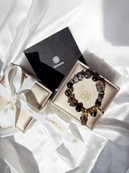 Noir Élan Charm Gemstone Bracelet