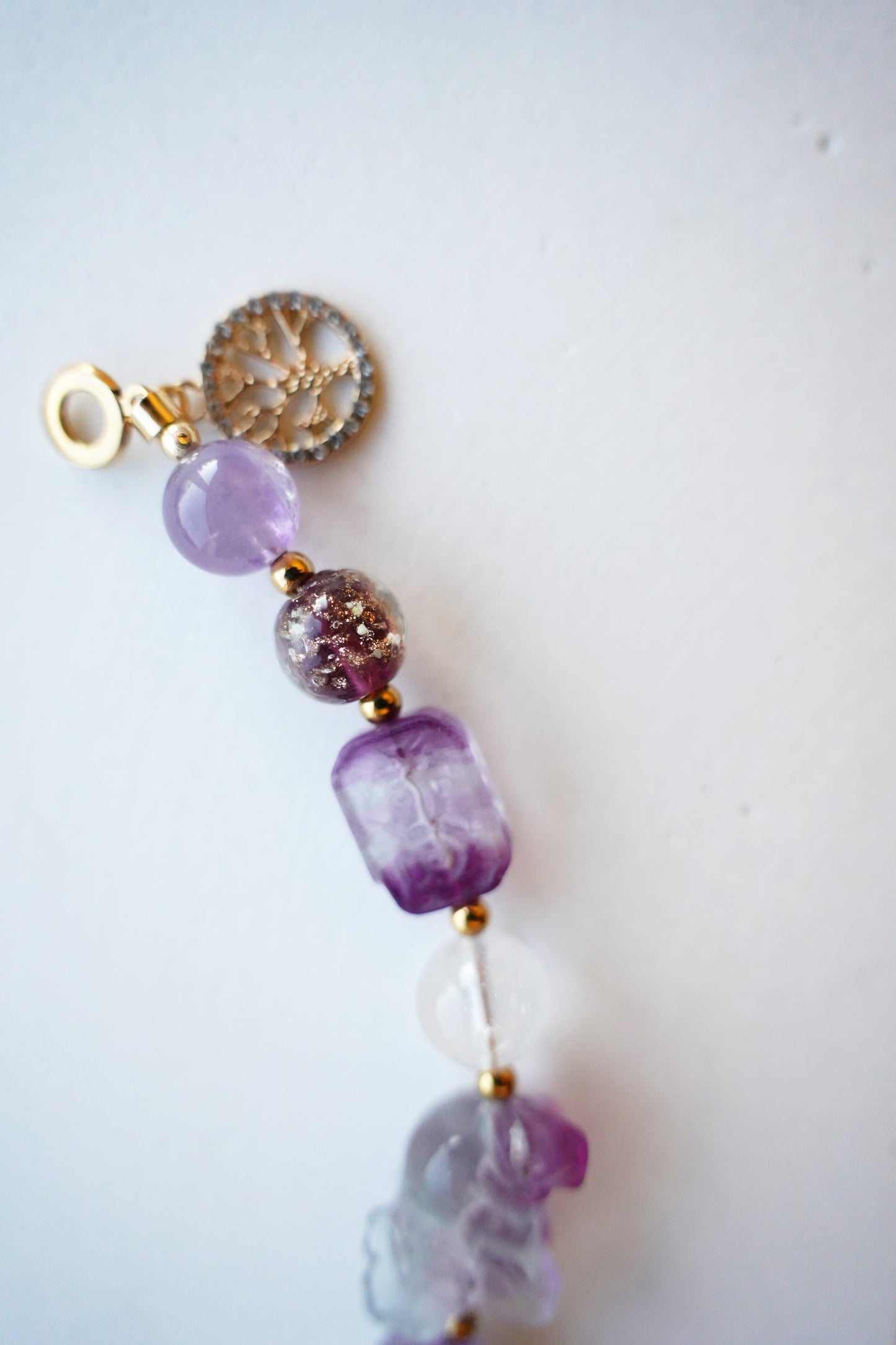 Fluorite Guardian Elephant Charm Gemstone Bracelet