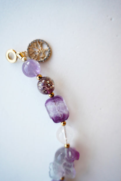 Fluorite Guardian Elephant Charm Gemstone Bracelet