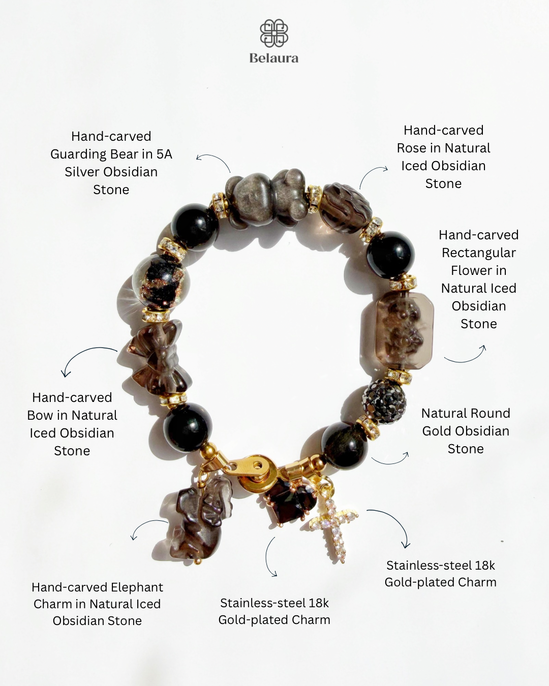 Noir Élan Charm Gemstone Bracelet