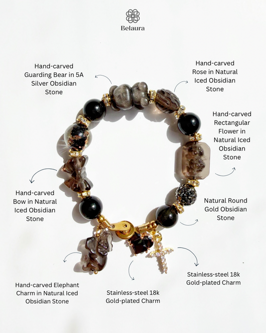 Noir Élan Charm Gemstone Bracelet