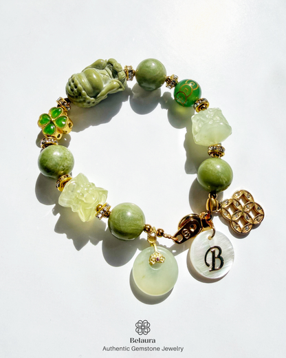 Zen Prosperity Jade Charm Gemstone Bracelet