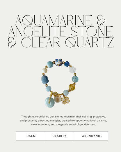 Serene Aquamarine Charm Gemstone Bracelet