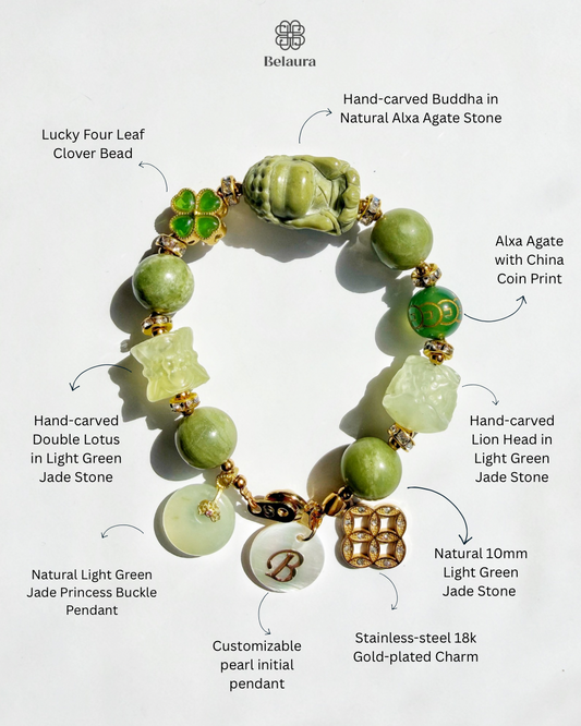Zen Prosperity Jade Charm Gemstone Bracelet