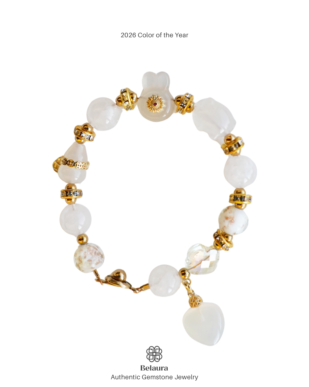2026 Color of the Year: Cloud Dancer Charm Gemstone Bracelet