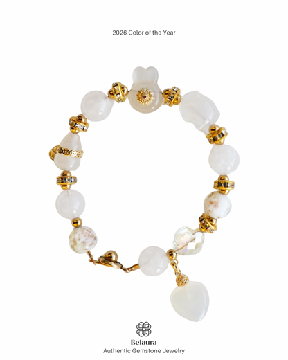 2026 Color of the Year: Cloud Dancer Charm Gemstone Bracelet