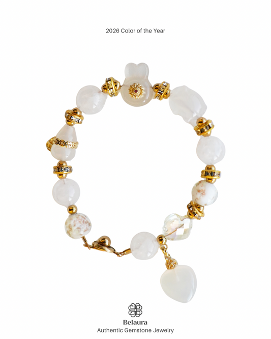 2026 Color of the Year: Cloud Dancer Charm Gemstone Bracelet