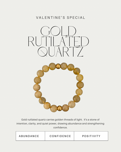 Valentine’s Special: Gold Rutilated Quartz & Yellow Amber