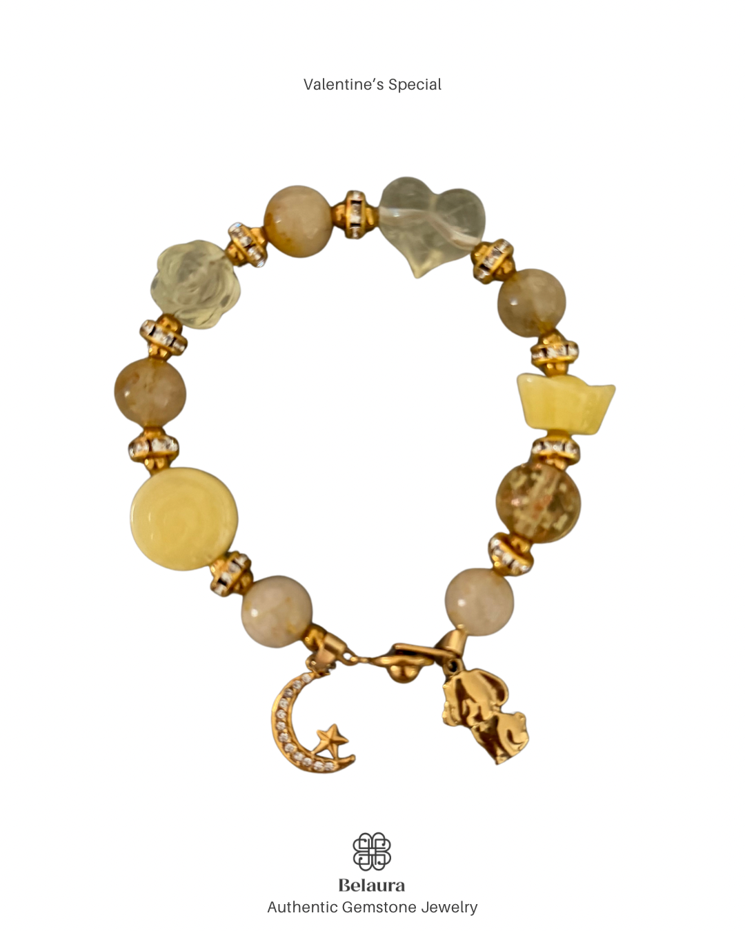 Valentine’s Special: Gold Rutilated Quartz & Yellow Amber