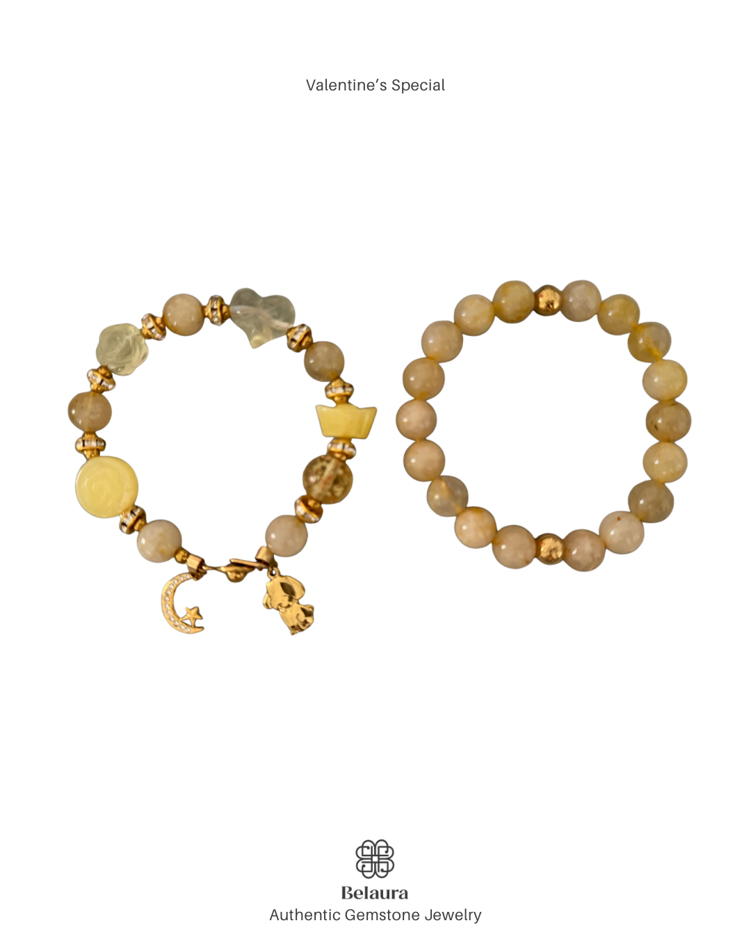 Valentine’s Special: Gold Rutilated Quartz & Yellow Amber