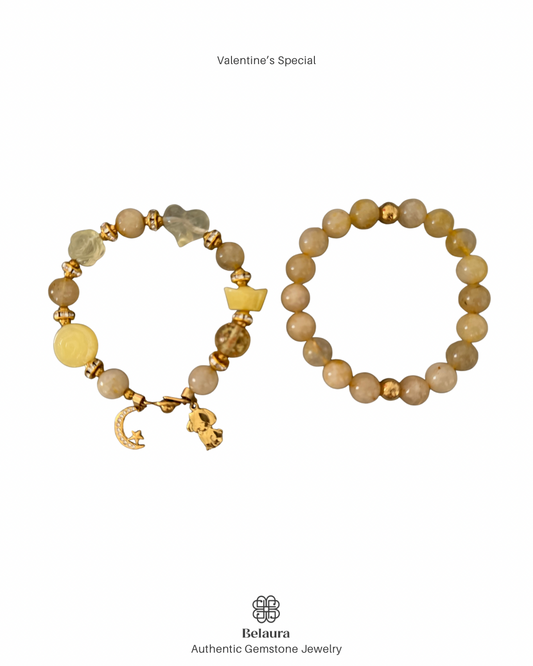 Valentine’s Special: Gold Rutilated Quartz & Yellow Amber