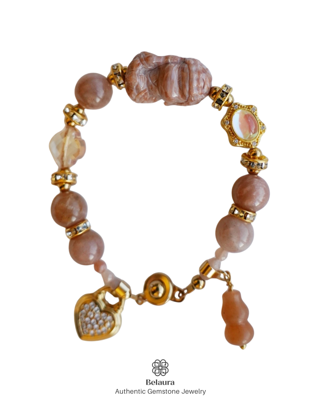 Lumina Sunstone Buddha Charm Gemstone Bracelet