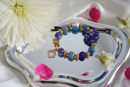 Maneki-neko Heart Blue Aventurine Bracelet